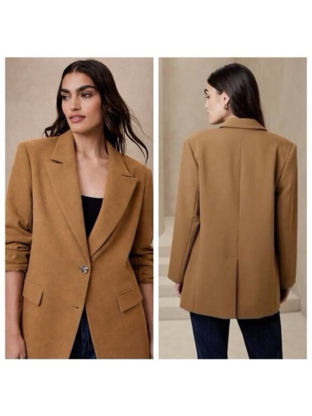 $200 Banana Republic Boyfriend Blazer Women's 8 Relaxed Fit Classic Horse Hair
